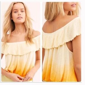 ☀️ FREE PEOPLE boho top Sz S off shoulder Cora Lee EUC festival UO ombré